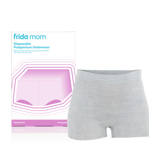 Frida Mom Disposable Postpartum Underwear for Women, Boyshort, One Size Petite (8 Count)