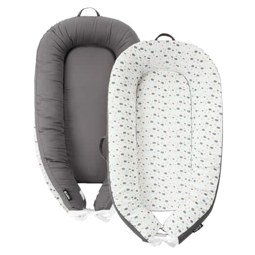 JOLLITO Baby Lounger for Baby Girls & Boys, Infant Lounger Cover, Newborn Essentials for Baby 0-12 Months, Baby Play Mat,100% Cotton Breathable, Portable Travel, Babies Essentials Gifts