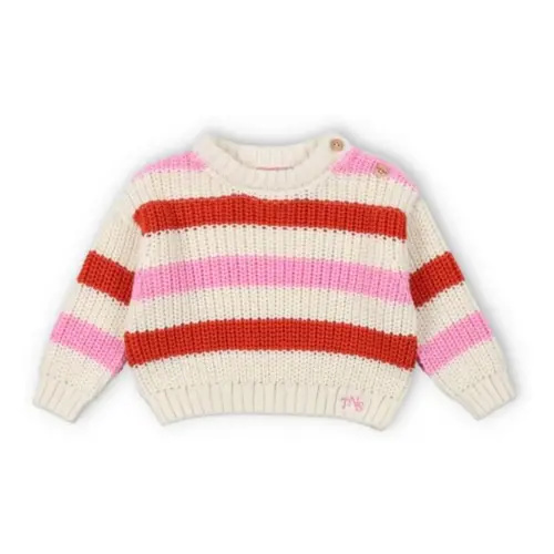 the new society - Leto Baby Stripes Organic Cotton Sweater - Red | Smallable