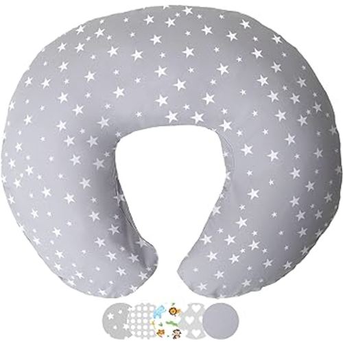 Niimo Nursing Pillow for Breastfeeding - Multifunctional Breast Feeding Pillows for Mom, Nursing Pillows for Breastfeeding, Baby Support, Breastfeeding Pillows, Removable Cover, Grey Star White