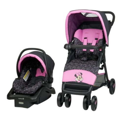 Disney Baby Minnie Mouse LX Travel System Stroller with Newborn Car Seat, Infant Carrier - Minnie Dot Party