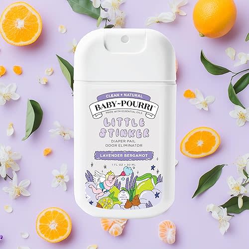 Baby-Pourri Little Stinker Diaper Pail Odor Freshener Spray, 1 Fl Oz Pocket Travel Size - Lavender, Bergamot, Eucalyptus and Vanilla