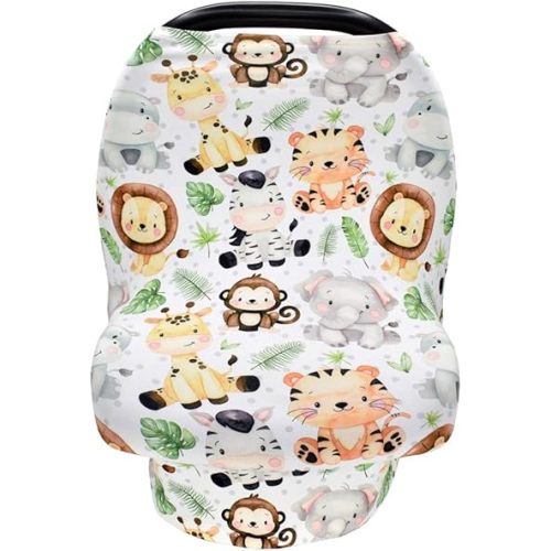 Nursing Cover for Newborn Breastfeeding Multi Use Infant Stroller Canopy Unisex Baby Car Seat Cover High Chair Cover Shopping Cart Cover for Baby Boy and Girl (Zoo)