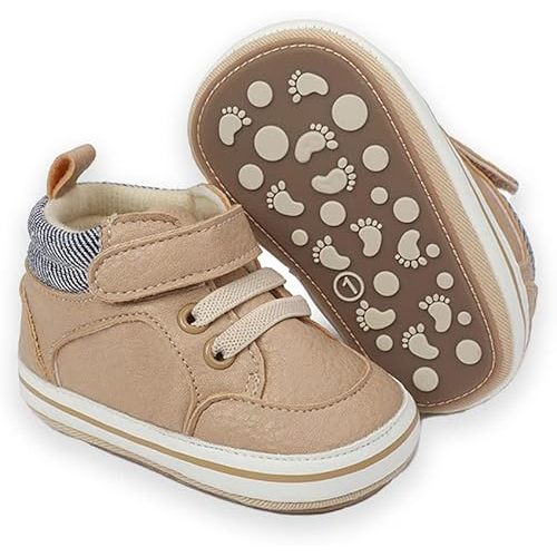 Baby Boys Girls Leather PRE-Walking Sneakers Toddler Anti-Slip Rubber Sole Infant Lightweight First Step Shoes