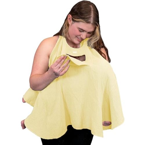 Muslin Nursing Cover for Baby Breastfeeding –Peekaboo Window -100% Breathable Cotton Privacy Nursing Shawl