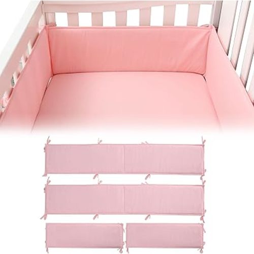 4 Pcs Breathable Mesh Liner, Soft Mattress Topper Cushion Pads (Pink)