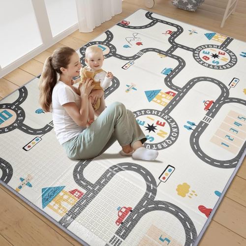 Extra Large Baby Play Mat, 195 x 147 x 1.0 cm Foldable Playmat for Babies and Toddlers, Waterproof and Non-Toxic Crawling Mat, Reversible Foam Play Area for Infant Tummy Time, Indoor & Outdoor Use