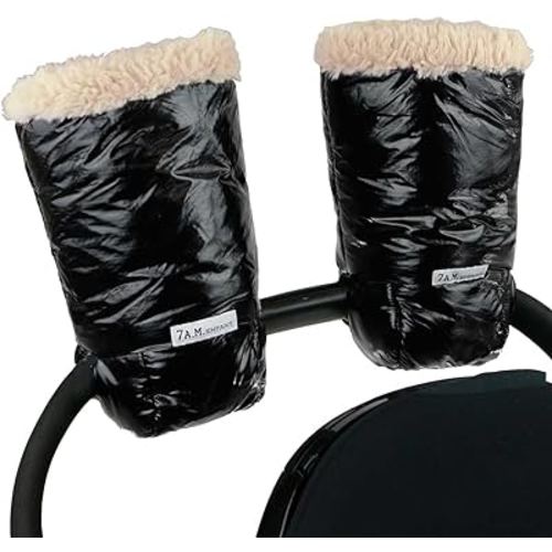 7AM Enfant Stroller Warmmuffs Gloves - Anti-Freeze Stroller Mittens for Handlebars, Water Repellent Hand Warmer Muff for Cold Weather, Plush Lined Stroller Warmmuffs | Winter Stroller Accessories