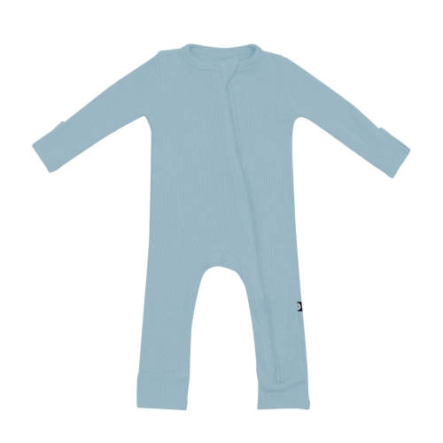 Ribbed Zipper Romper in Slate | Bamboo Romper | Kyte Baby