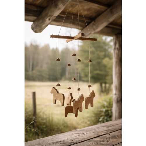 Handmade Oak Bird Mobile: Nursery Decor
