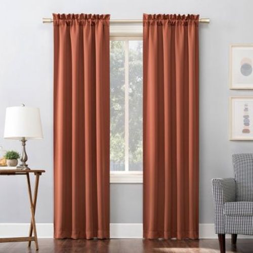 40"x63" Sun Zero Blackout Kenneth Energy Saving Rod Pocket Curtain Panel Orange