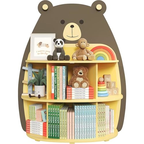 Vailando Bear Kids Bookshelf and Toy Storage, Toddler Bookshelf, Book Shelf for Kids Rooms, Toy Storage Organizer for Kindergarten, Playroom, Nursery,Kids Room