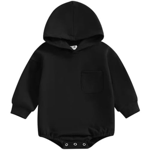 Baby Girl Boy Hoodie Romper Sweatshirt Newborn Solid Long Sleeve Hoody Bodysuit Infant Spring Clothes Outfit