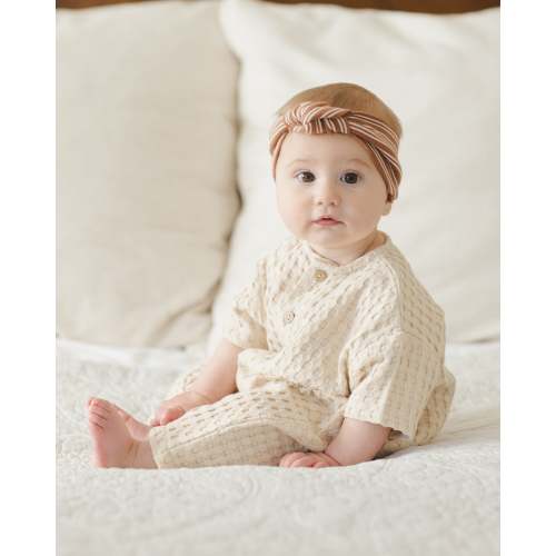 Ribbed Knotted Headband || Cedar Micro Stripe – Quincy Mae