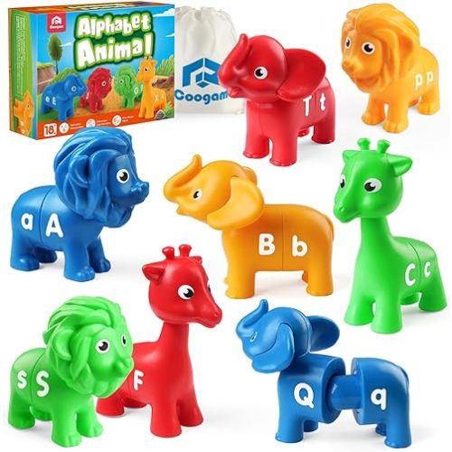 Coogam ABC Letters Matching Game, 26PCS Alphabet Fine Motor Skill Color Shape Recoginition Preschool Educational Montessori Learning Toys for 2 3 4 Years Old Toddlers