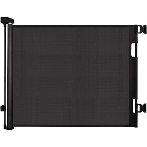 Retractable Baby Gate for Stairs – 33” Height, Expands up to 55” Width – Safety Gate for Infants, Toddlers, Dogs & Pets – Easy Install, Secure Closure, Black Mesh Design for Indoor & Outdoor Use