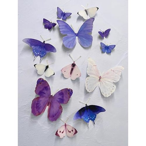 Jekocet ㅤ Butterfly Decorations 13PCS Giant Butterfly Wall Decor for Butterfly Birthday Decorations Large Butterfly Wall Art Home Room Decor for Girls Birthday Baby Shower Fairy Tea Party Supplies