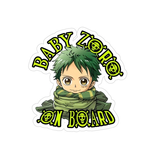 Car Sticker Baby On Board Roronoa Zoro One Piece Anime Transparent Outdoor Car Stickers, Baby Pirate King Decal Die-Cut Animated Sticker