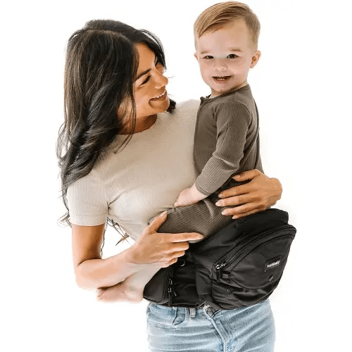 Tushbaby - Safety-Certified Hip Seat Baby Carrier - Mom’s Choice Award Winner, Seen on Shark Tank, Ergonomic Carrier & Extenders for Newborns & Toddlers (Carrier, Black)