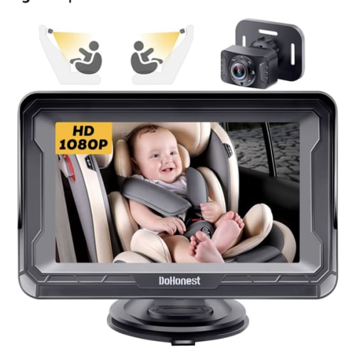 DoHonest Baby Car Camera HD 1080P - Rear-Facing Car Baby Monitor with Night Vision, Adjustable View Angle, Easy Setup, Anti-Glare Display, Safety for Kids & Infants