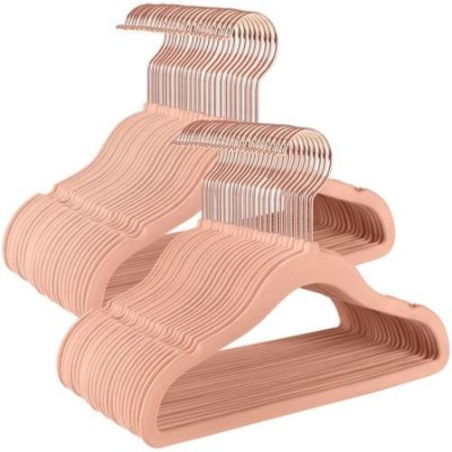 SONGMICS Baby Hangers 50 Pack, Kids Hangers for Closet, Swivel Hooks, Space-Saving Clothes Hangers, Velvet Hangers for Nursery, Non-Slip, Jelly Pink