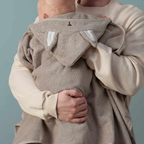 LEN Baby towel with hood - beige/bunny-shaped 23 5/8x49 1/4 "