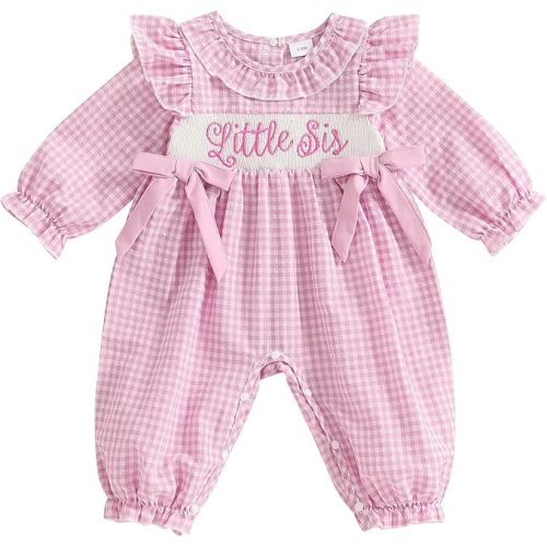 Newborn Baby Girl Going Coming Home Outfit Ruffle Plaid Romper Cute Jumpsuit Smocked Clothes Vintage Outfits