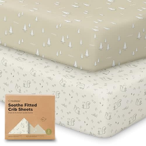 KeaBabies 2-Pack Organic Crib Sheets for Boys, Girls - Fitted Crib Mattress Sheet Neutral, Breathable Jersey Cotton Cover for Baby Bed, Toddler Mattress, Soft & Cute Prints (Pine Grove)