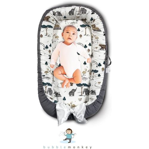 Bubble Monkey Baby Lounger Baby Nest for Tummy Time - Snuggle Me Baby Pillow Lounger, Traveling Bed for Newborn, Pillow