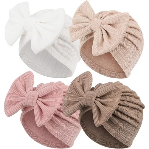 Newborn Baby Girl Hats with Bow Toddler Infant Beanie Cap Newborn Hospital Hats for Baby Girl Kid 3-12 Months
