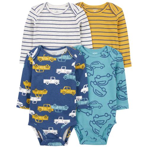 Baby 4-Piece Long-Sleeve Bodysuits - Style,Multi