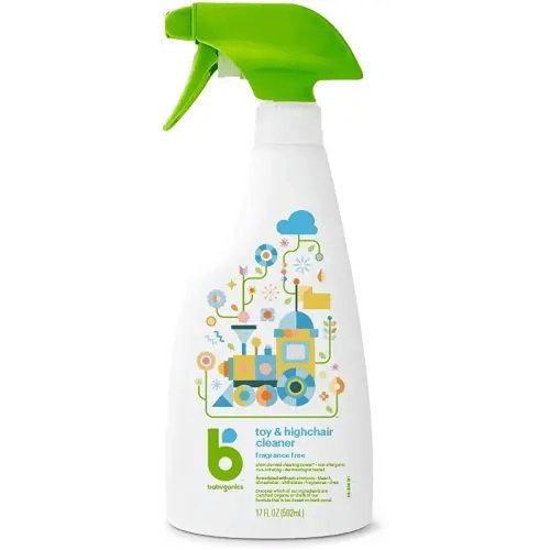 Babyganics Toy & Highchair Cleaner Spray, Fragrance Free, 17oz Spray Bottle