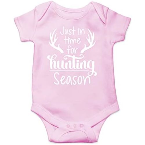 Belle Homie Just In Time For Hunting Season - Funny Baby Essentials Bodysuit - Cute Newborn Girl Clothes