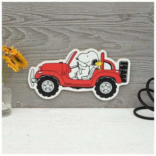 Snoopy Riding Red Car Wood Wall Decor
