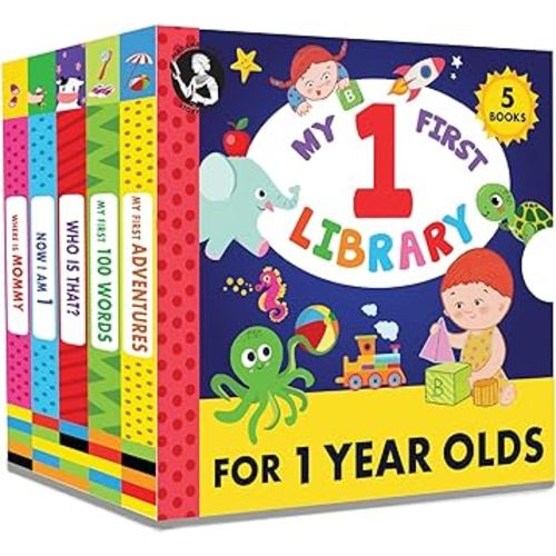 Madame Curie’s My 1 Year Old Library | Baby Toys, Gifts for Ages 12-18-24 Months | Best Toddler Board Books | Newborn Girl & Boy, Infant Toys