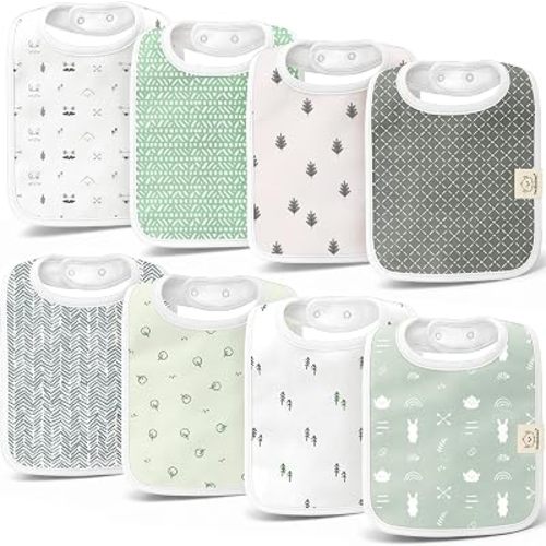 KeaBabies 8-Pack Organic Baby Bibs for Boys, Girls - Super Absorbent Cotton Drool Bibs for Baby Girl & Boy, Teething Toddler, Drooling Newborn, Ultra Soft & Machine Washable (Nordic)
