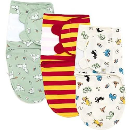 Harry Potter Hedwig Owl Newborn Baby Boys 3 Pack Swaddle Sacks Green/Maroon White Newborn