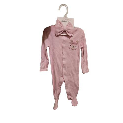 Starting Out Baby Long-Sleeve Bear Pocket Footie Coverall