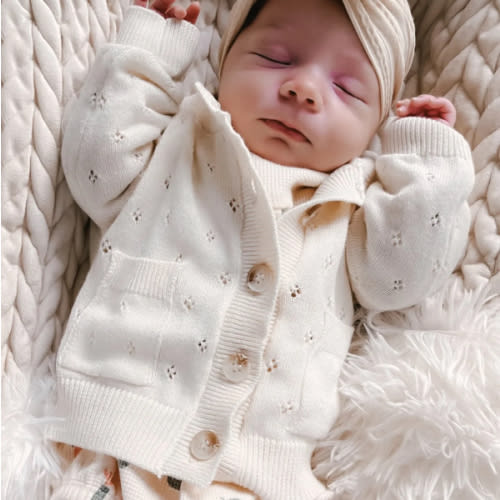 Luna + Luca Pointelle Cardigan - Cream