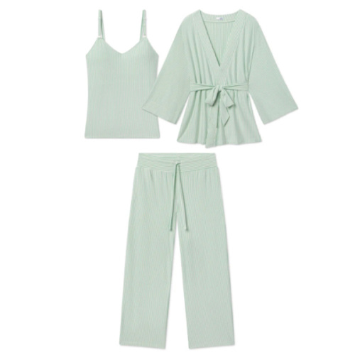 Size Medium | Fog OR Parisian Green Pencil Stripe Maternity Kimono Bundle