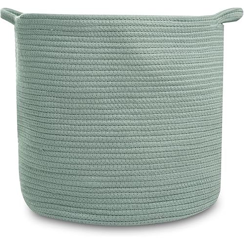 Natemia Large Woven Storage Basket (15" x 15" x 14") - Baby & Toy Organizer, Blanket Basket, Perfect Baby Registry Gift