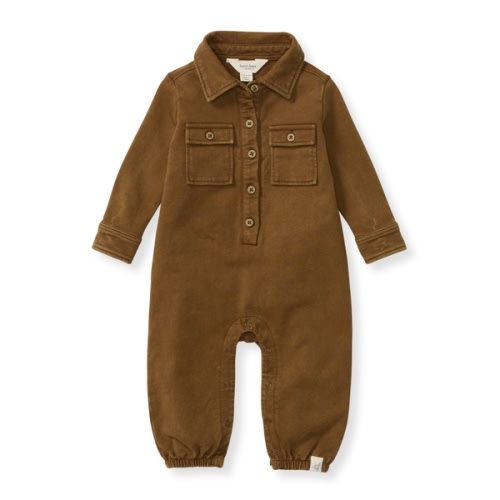 Button Down Organic Cotton Jumpsuit - Hunter