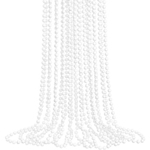 ZZYFGH 33'' 7mm St Patricks Day Beads Necklace, White Bead Necklace Bulk, Mardi Gras Round Beaded Necklaces for Party Favors Costume Necklace (12 Pcs)