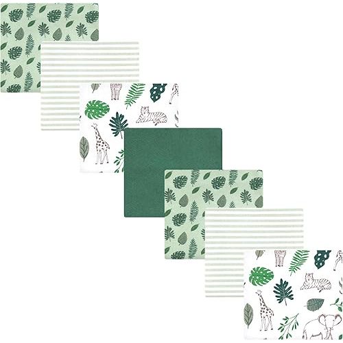 Hudson Baby Unisex Baby Cotton Flannel Receiving Blankets Bundle, Jungle, One Size