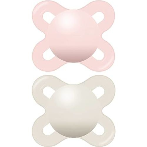MAM Original Start Matte Newborn Baby Pacifier, Best Pacifier for Breastfed Babies, Sterilizer Case, Girl, 0-3 Months (Pack of 2)