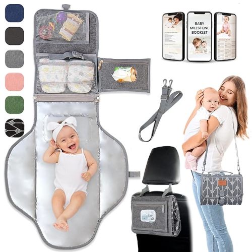 Portable Changing Pad for Baby – Soft, Comfortable Portable Diaper Changing Pad with Wipes Pockets, Waterproof and Easy to Clean – Baby Registry Search, new born baby essentials must haves, baby stuff