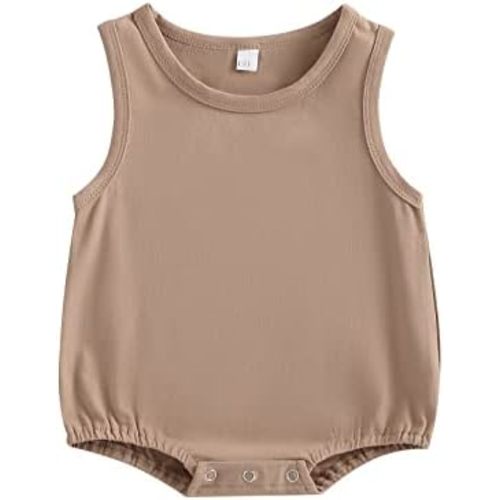 Emmababy Summer Romper Baby Boy Sleeveless Bubble Romper Solid Color Oversized T-Shirt Infant Bodysuit Unisex Newborn Outfit