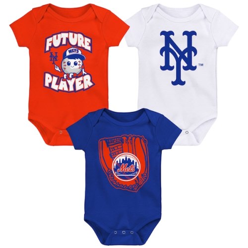 New York Mets Newborn & Infant Minor League Player Three-Pack Bodysuit Set - Orange/Royal/White