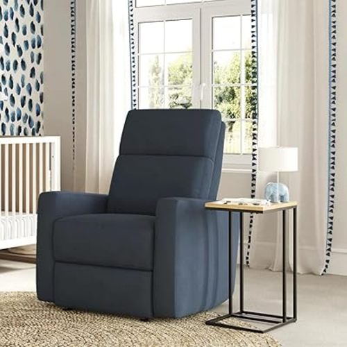 Nurture& The Glider Premium Power Recliner Nursery Glider Chair with Adjustable Head Support | Designed with a Thoughtful Combination of Function and Comfort | Built-in USB Charger (Navy)