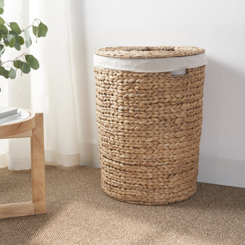 SOL HOME Ludmilla Round Tall Water Hyacinth Woven Wicker Laundry Hamper & Reviews | Wayfair